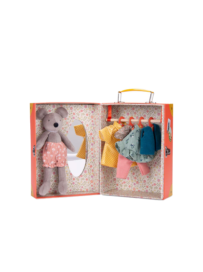 Walizka z garderobą i przytulanką Moulin Roty BÉBÉ Concept 