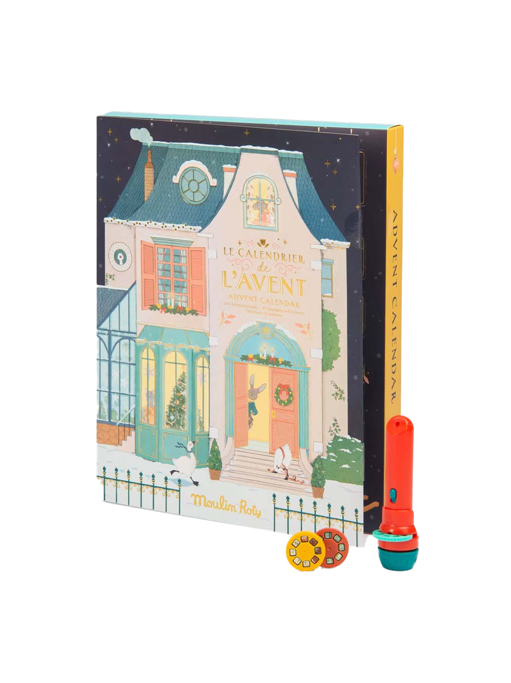 Kalendarz adwentowy z projektorem Nighttime Stories Moulin Roty BÉBÉ Concept 