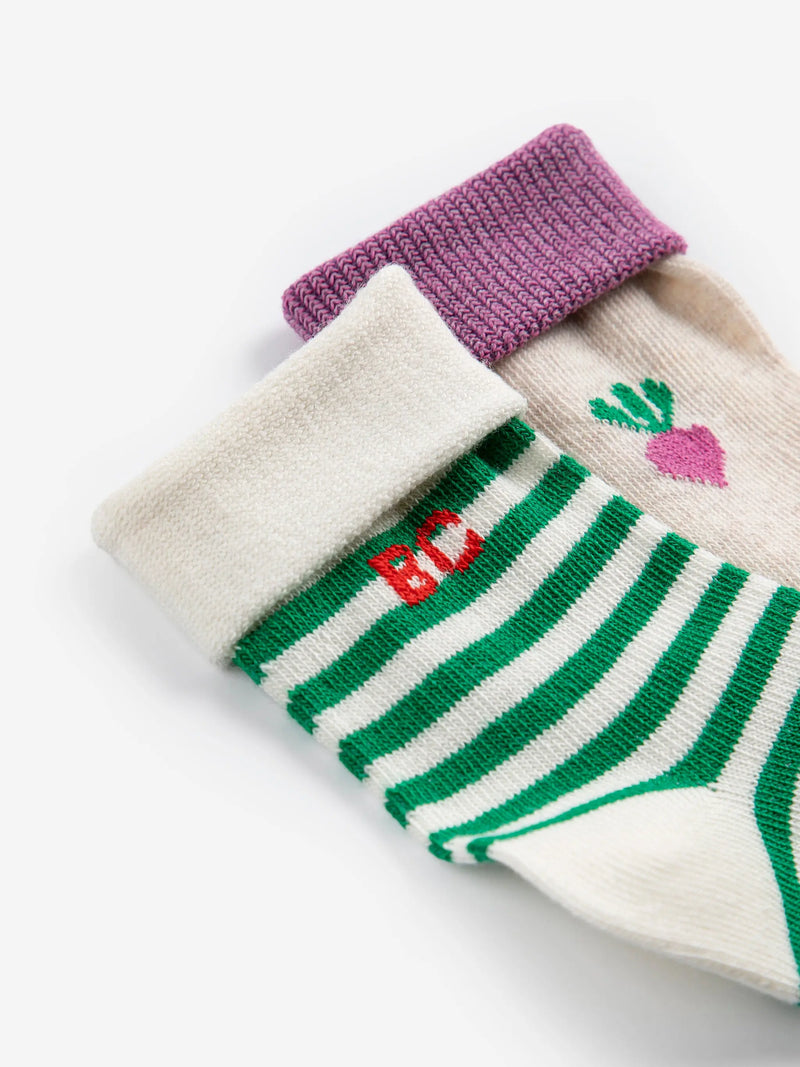 Pixel Sugar beet short socks pack x 2 Bobo Choses BEBE Concept 