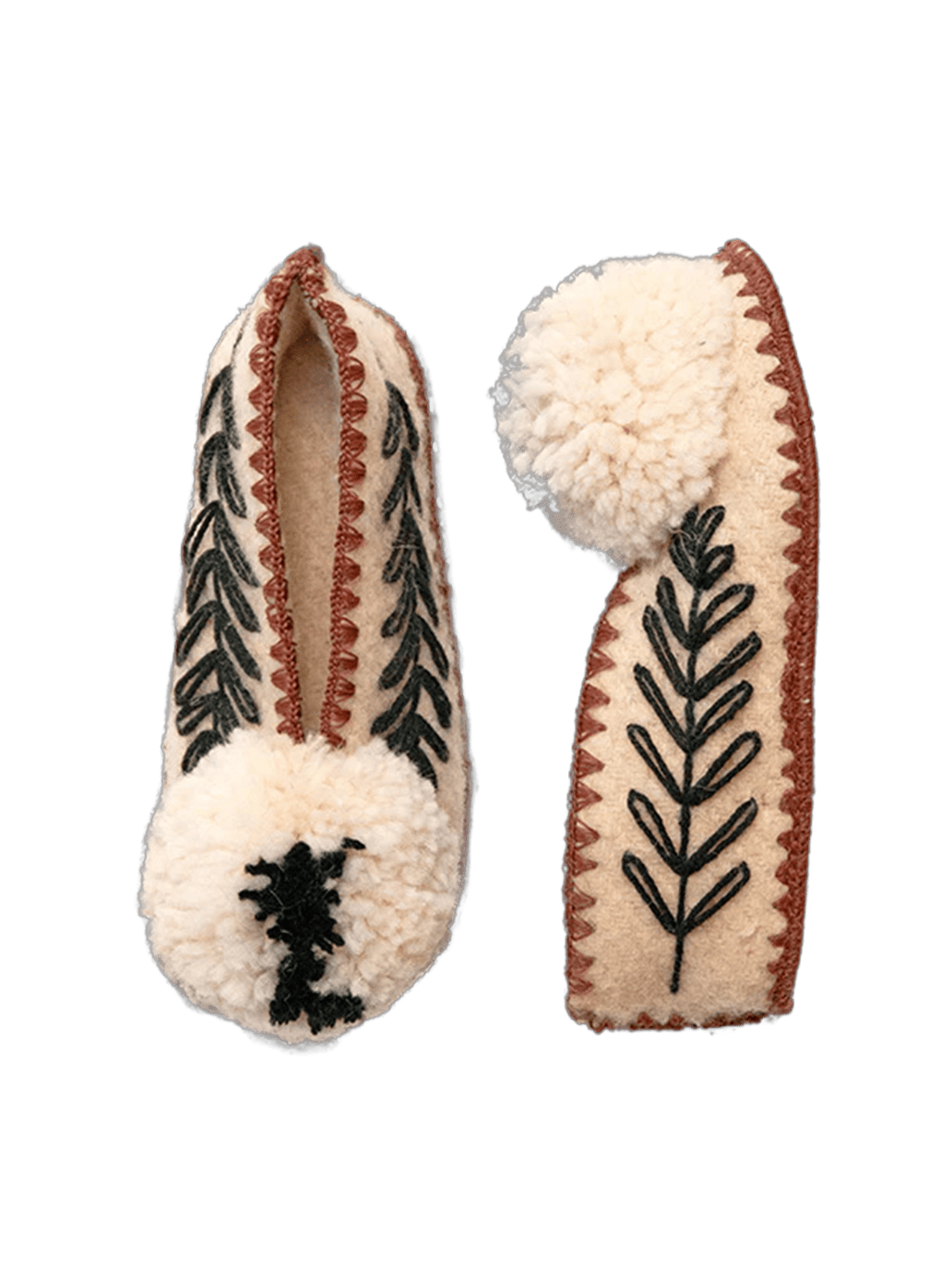 Ręcznie robione wełniane kapcie z pomponem GIVE A PON BÉBÉ Concept 