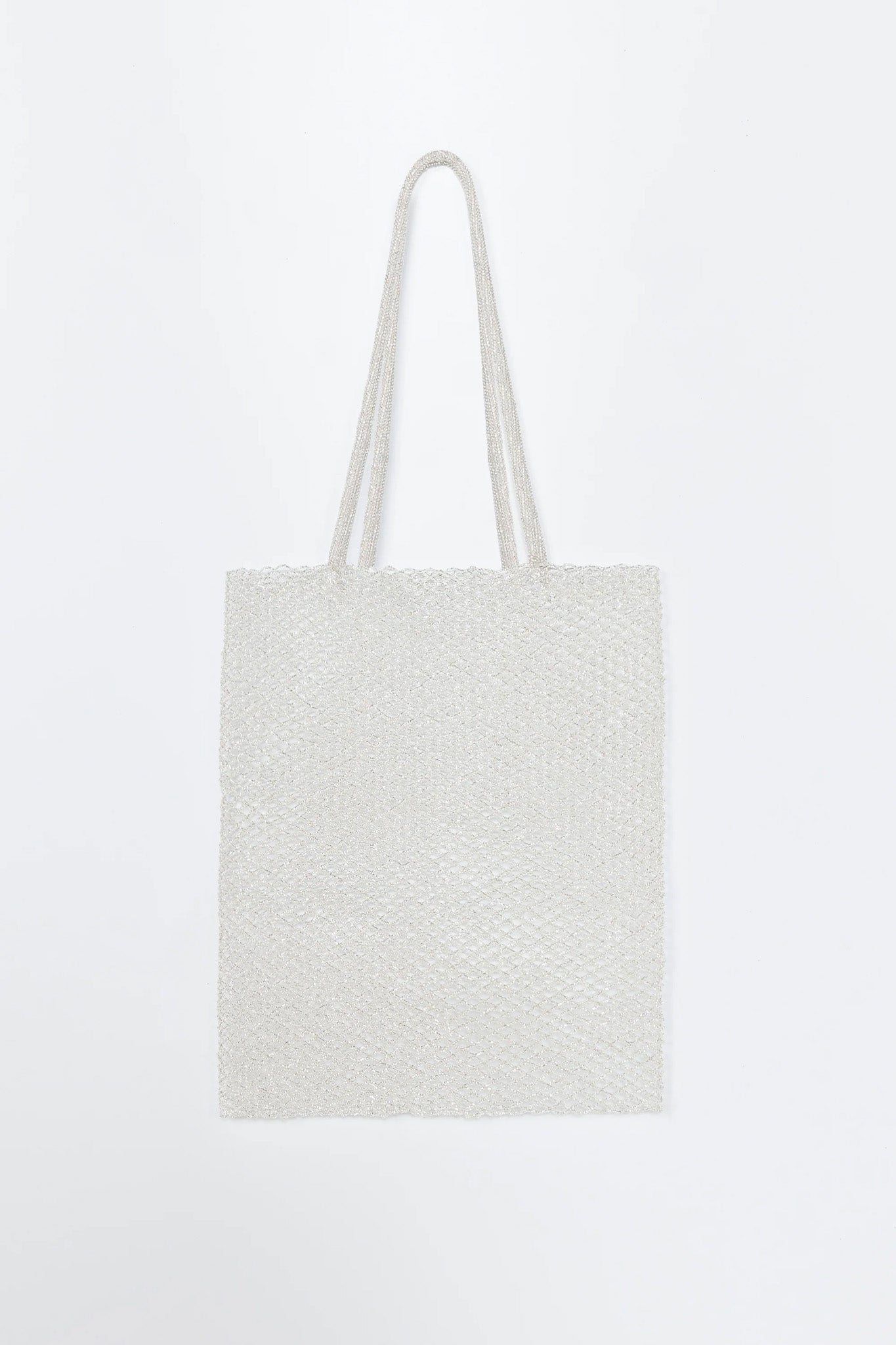 Handmade Beaded Tote Bag SILVER