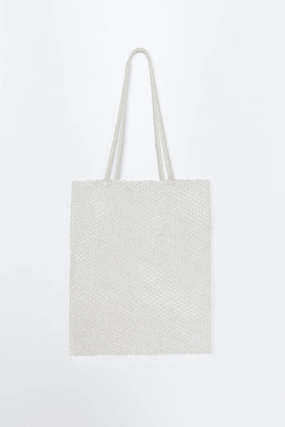 Handmade Beaded Tote Bag SILVER
