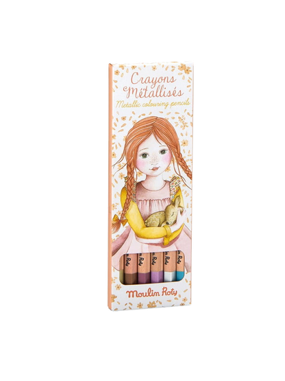 Zestaw metalicznych kredek Les Rosalies Moulin Roty BÉBÉ Concept 