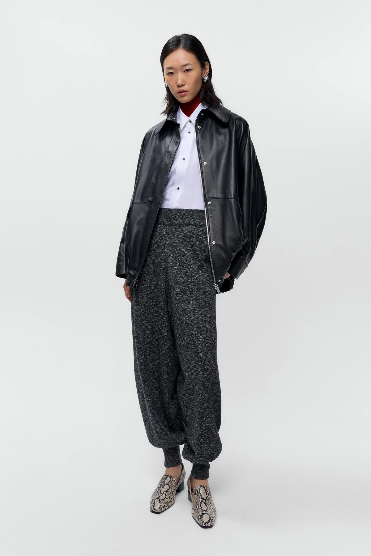 Cotton Flecked Pants BLACK
