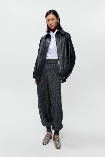 Cotton Flecked Pants BLACK