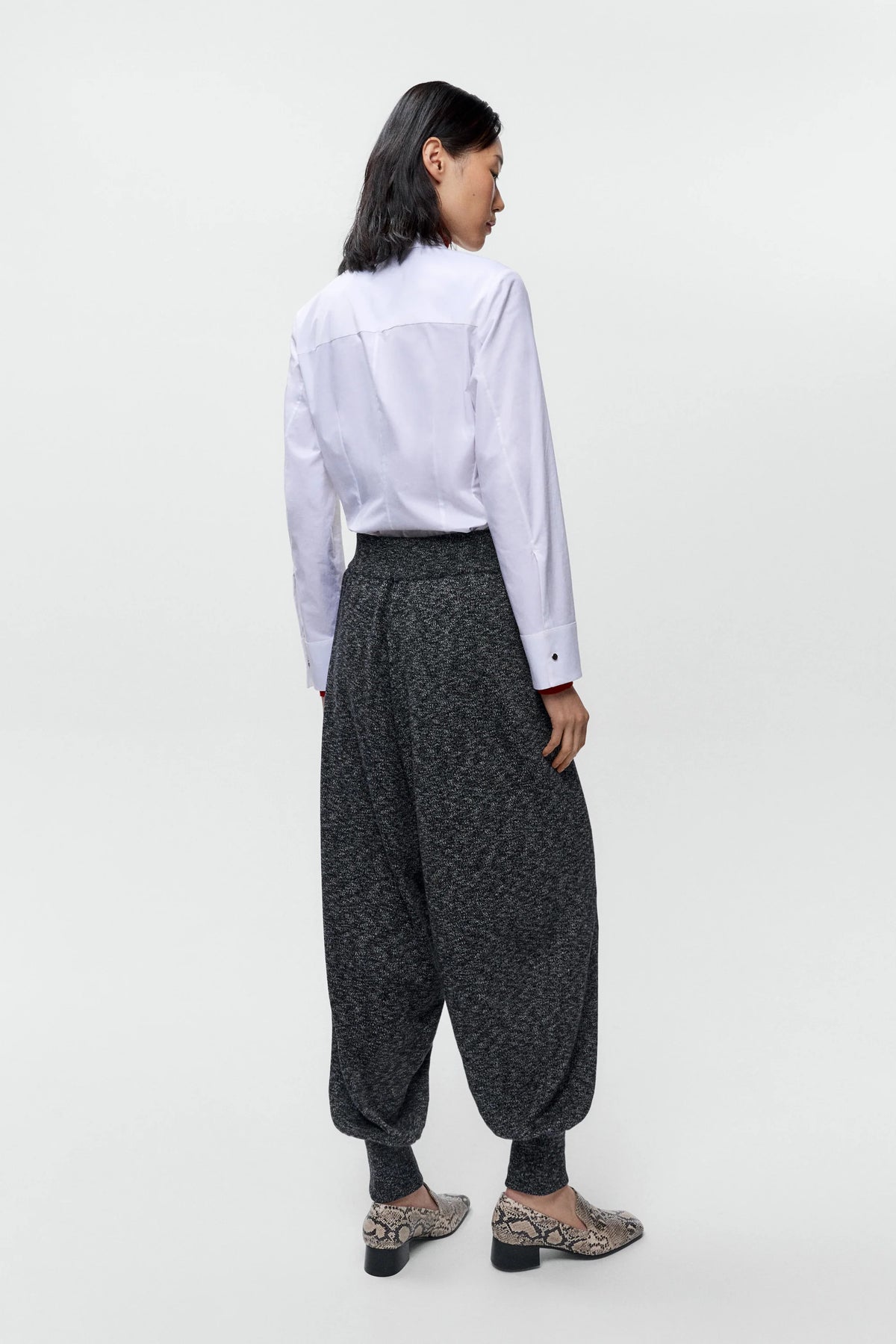 Cotton Flecked Pants BLACK
