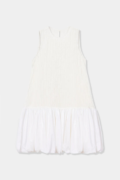 Crinkled Balloon Dress WHITE