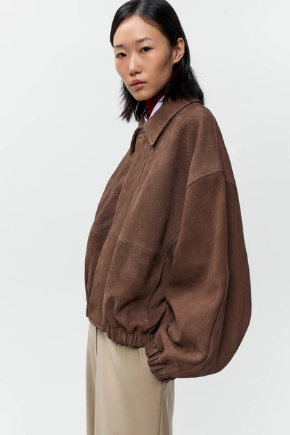 Nobuck Bomber Jacket DEEP TAUPE
