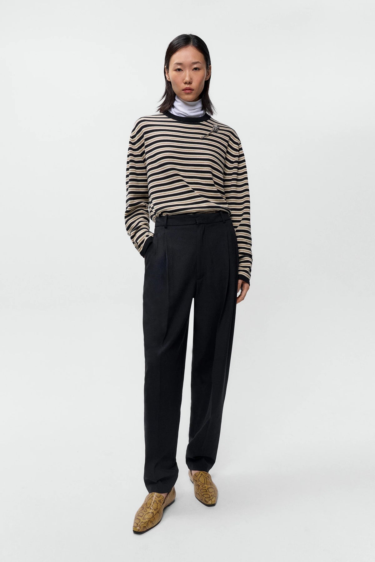 Organic Cotton Striped Long-Sleeve Tee BLACK