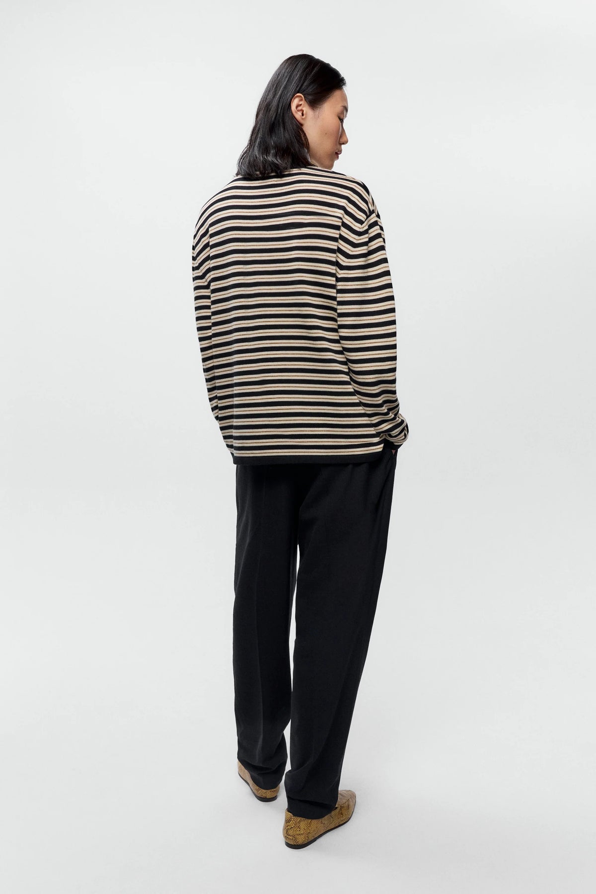 Organic Cotton Striped Long-Sleeve Tee BLACK