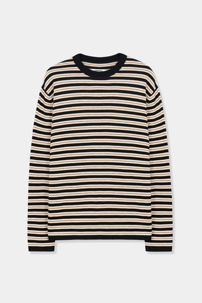 Organic Cotton Striped Long-Sleeve Tee BLACK