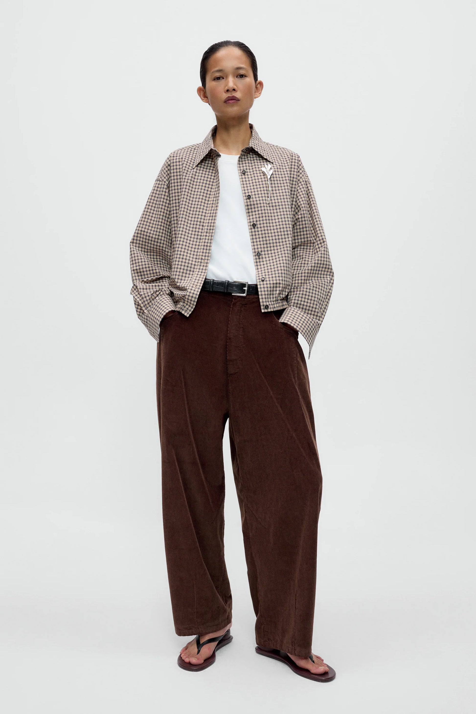 Corduroy Baggy Pants BROWN