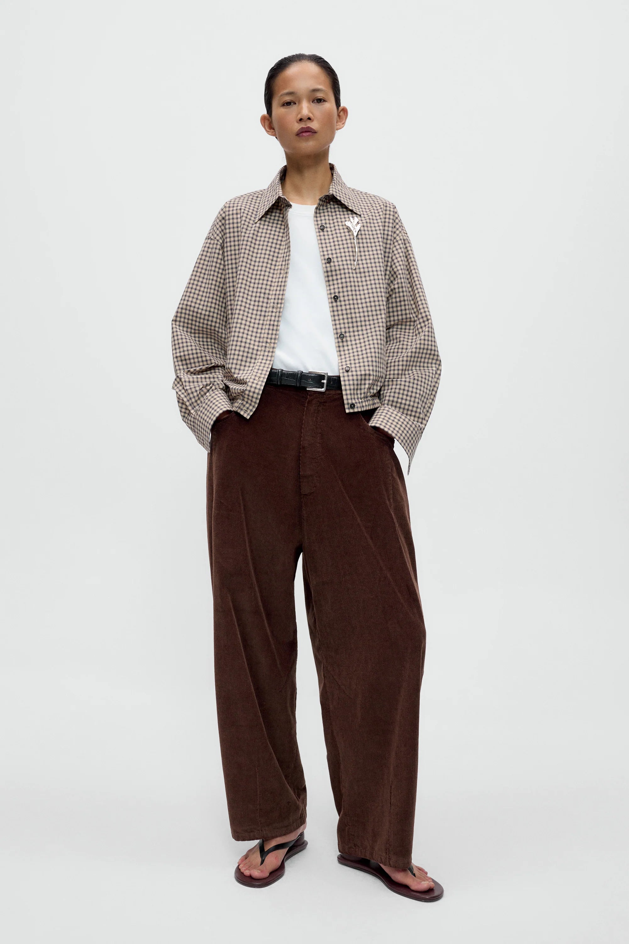 Corduroy Baggy Pants BROWN