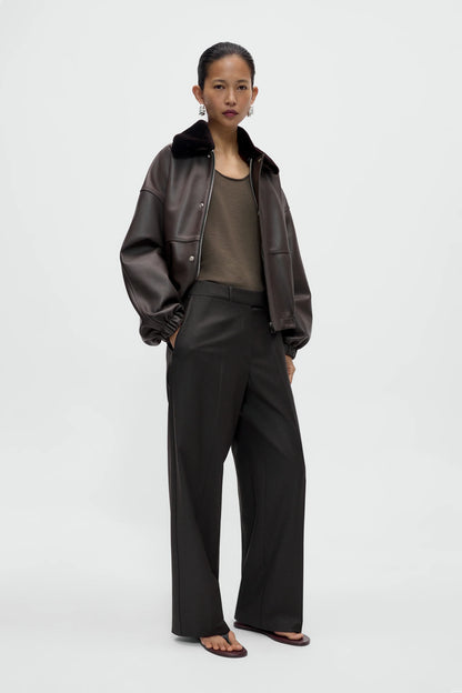Low Rise Virgin Wool Pants DARK BROWN