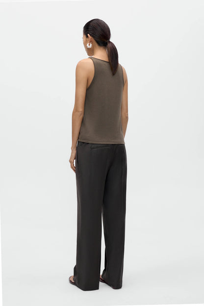Low Rise Virgin Wool Pants DARK BROWN