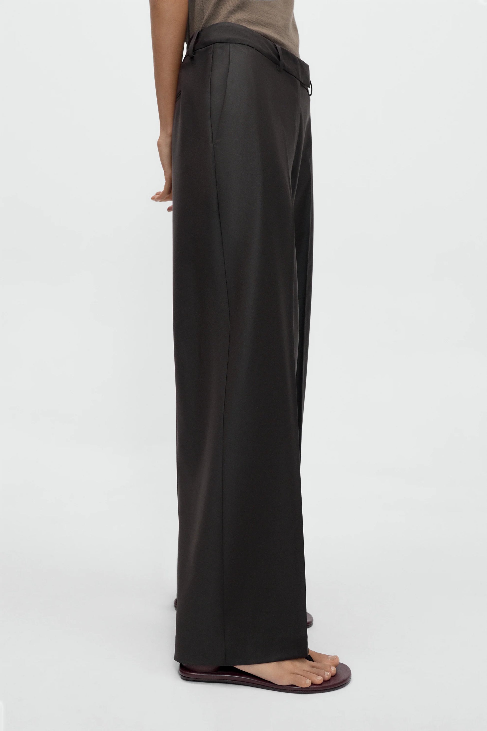 Low Rise Virgin Wool Pants DARK BROWN