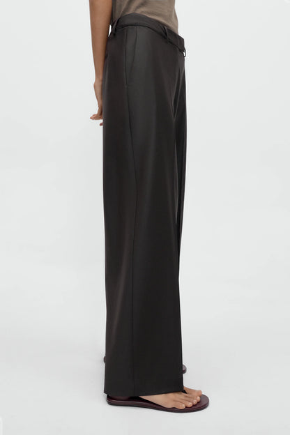Low Rise Virgin Wool Pants DARK BROWN
