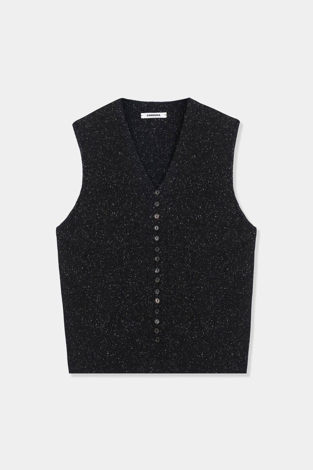 Silk &amp; Wool Flecked Waistcoat BLACK