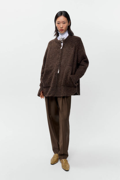 Speckled Zip-Jacket CHOCOLATE