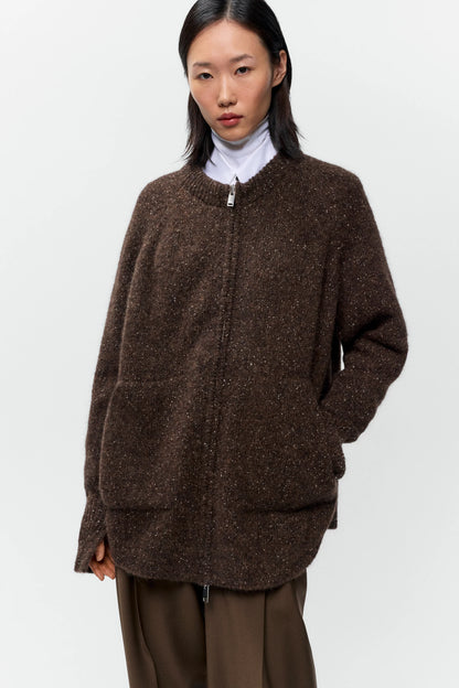 Speckled Zip-Jacket CHOCOLATE