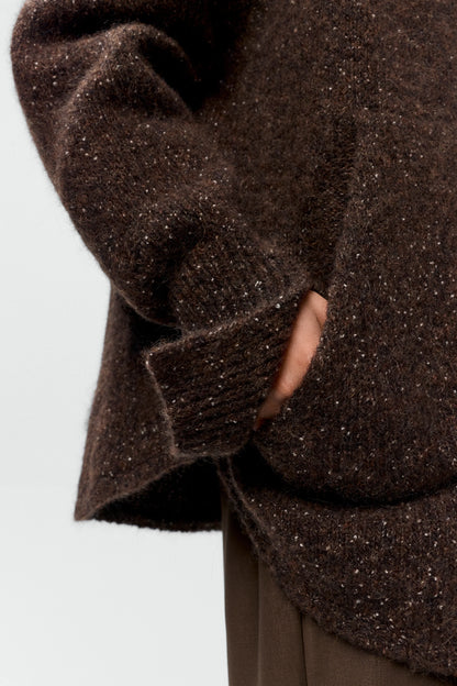Speckled Zip-Jacket CHOCOLATE