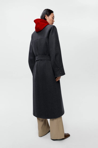 Virgin Wool Long Coat ANTHRACITE