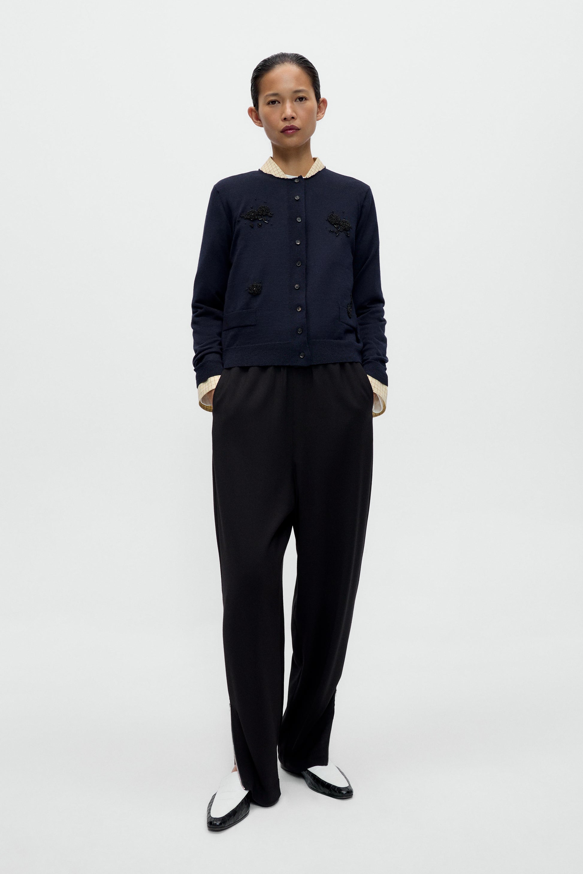 Merino Wool Embellished Cardigan
