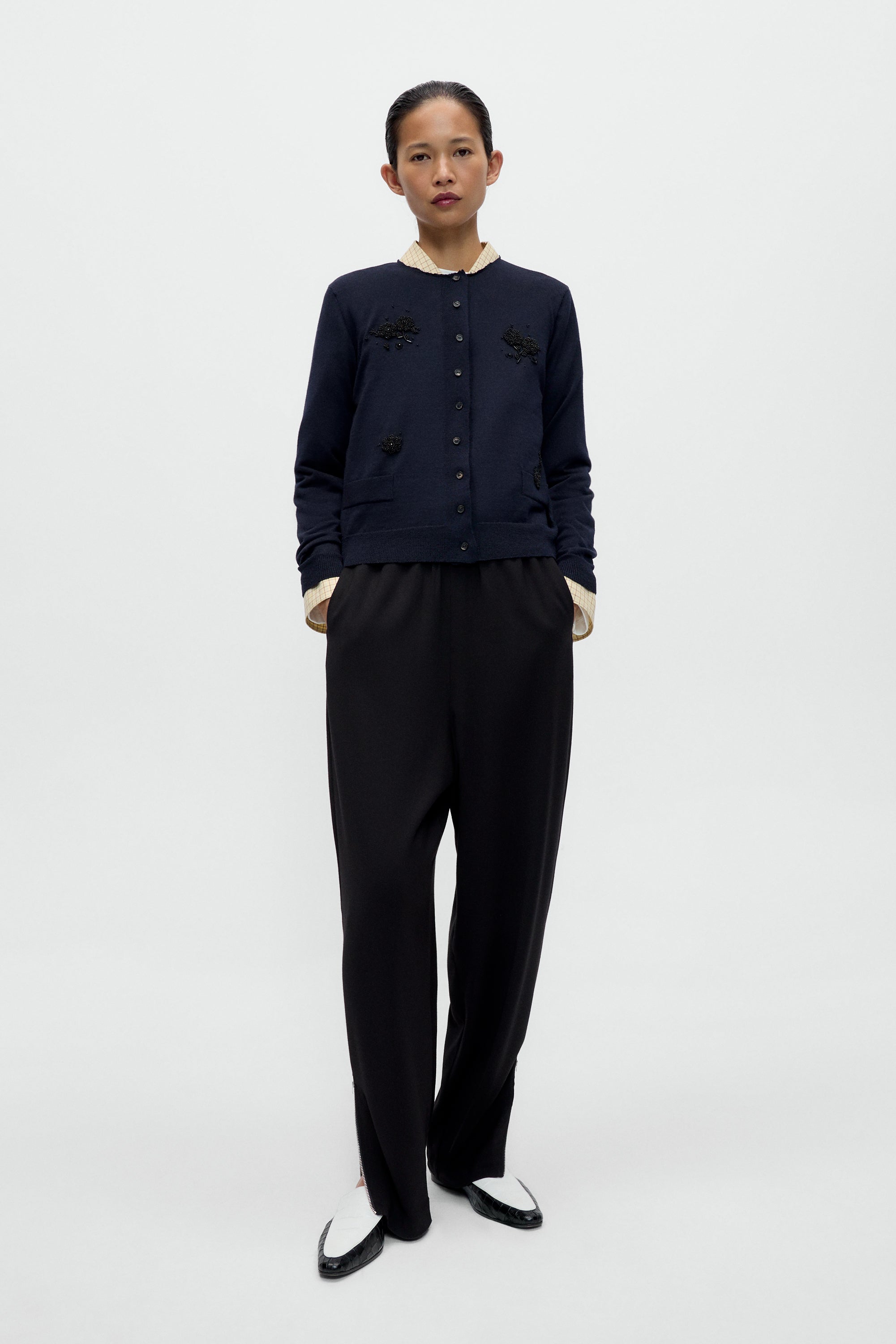 Merino Wool Embellished Cardigan