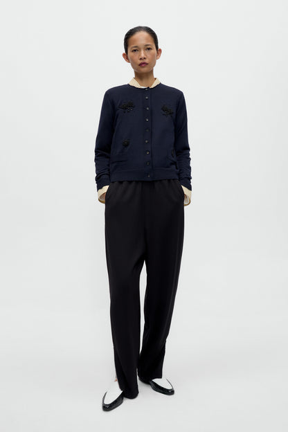 Merino Wool Embellished Cardigan