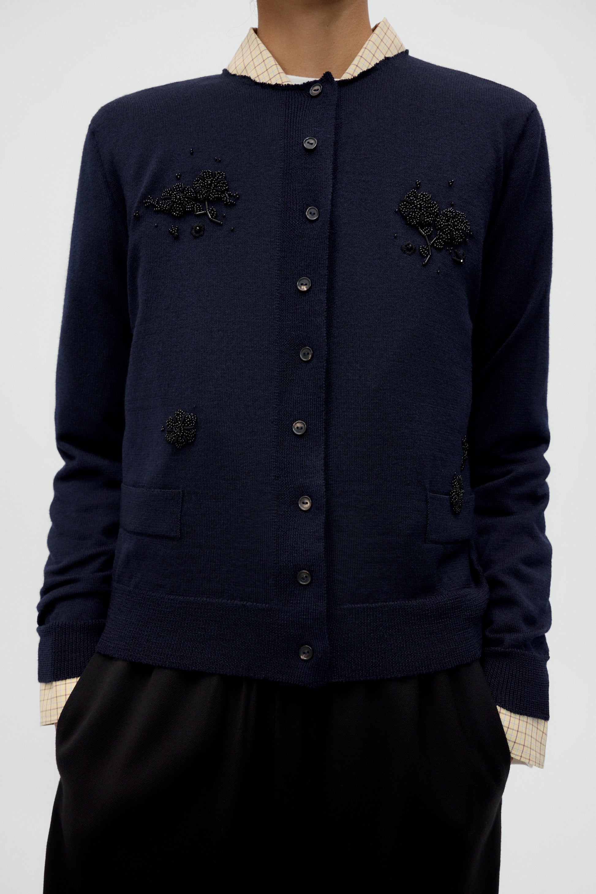 Merino Wool Embellished Cardigan