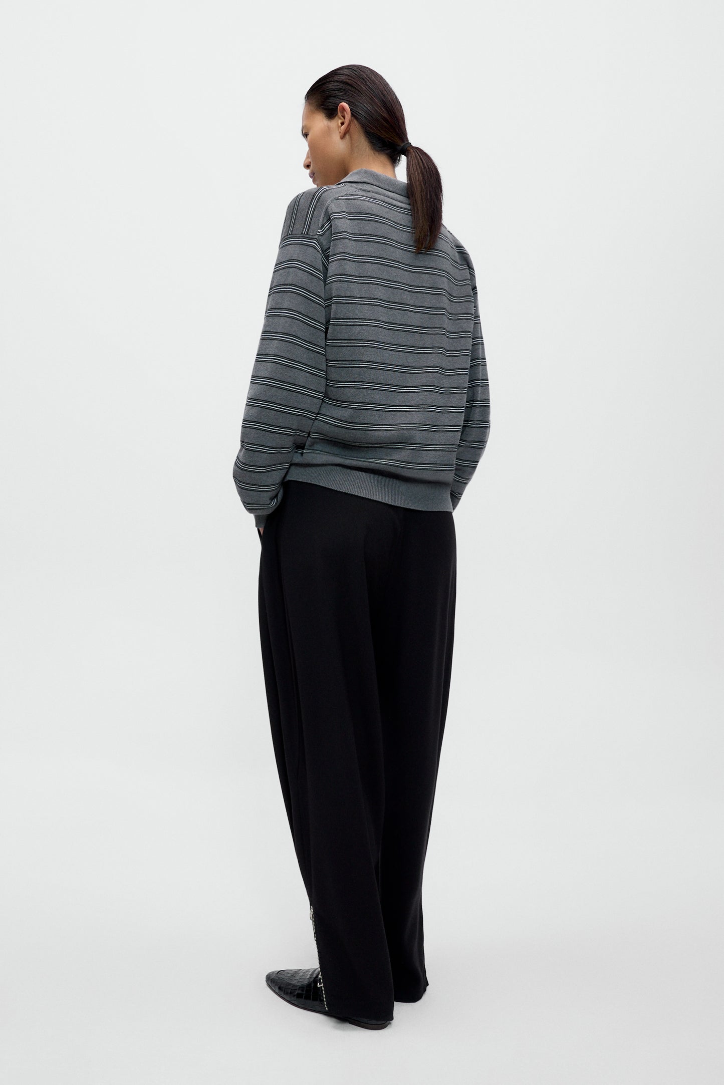 Organic Cotton Striped Polo Cardigan