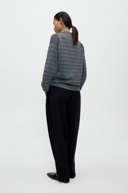 Organic Cotton Striped Polo Cardigan