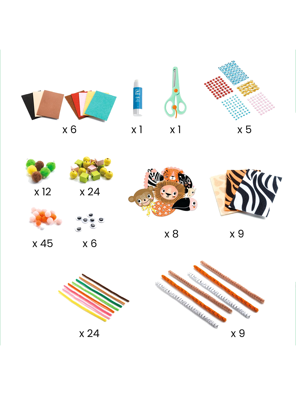 Zestaw kreatywny Jungle Animals Crafts Kit Djeco BÉBÉ Concept