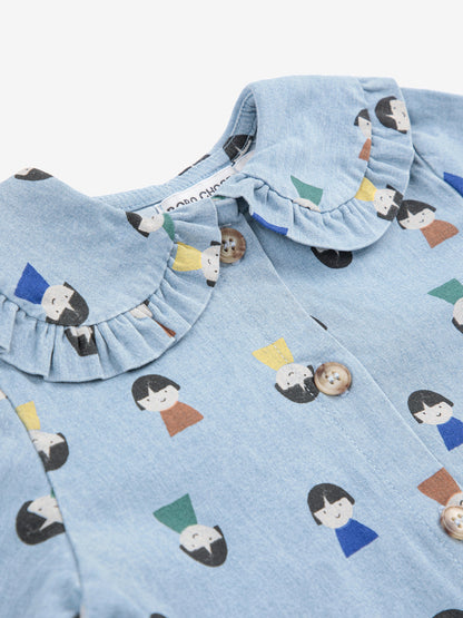 Game Pawns all over light denim blouse Baby Bobo Choses BÉBÉ Concept 