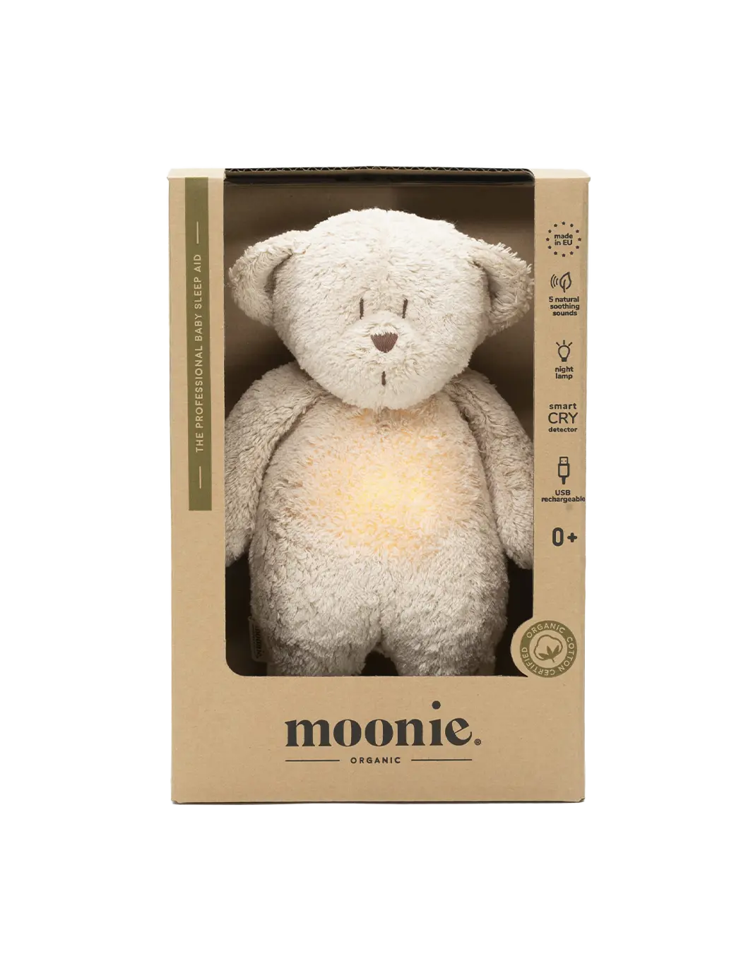szumiący miś organic z lampką nocną Moonie BÉBÉ Concept