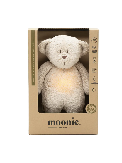 szumiący miś organic z lampką nocną Moonie BÉBÉ Concept