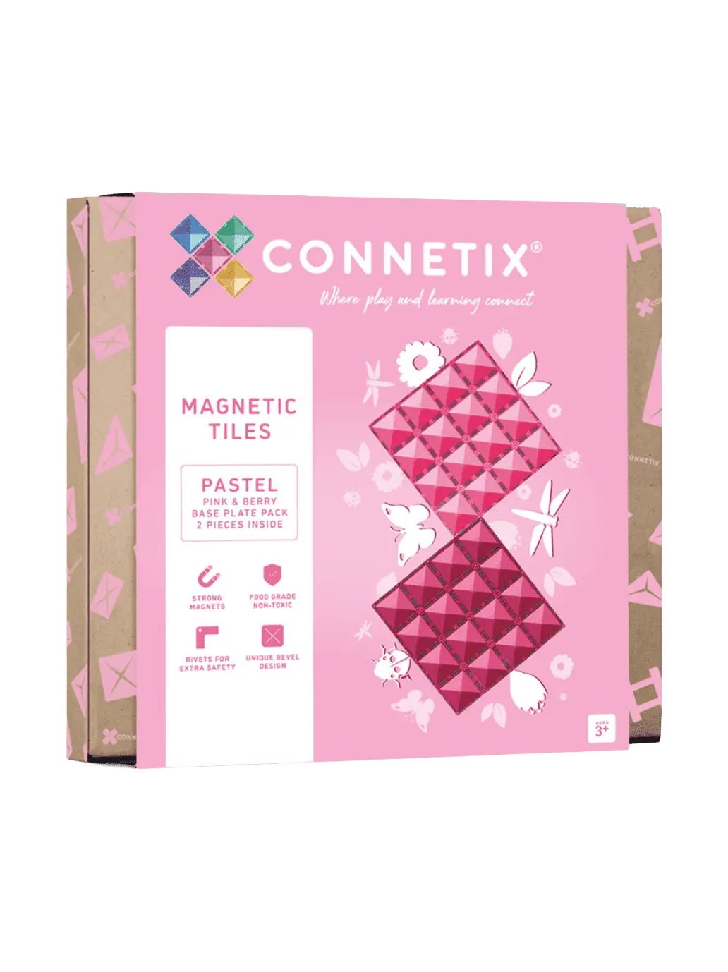 Klocki magnetyczne bazy Pastel Pink & Berry Base Plate Set Connetix BEBE Concept 