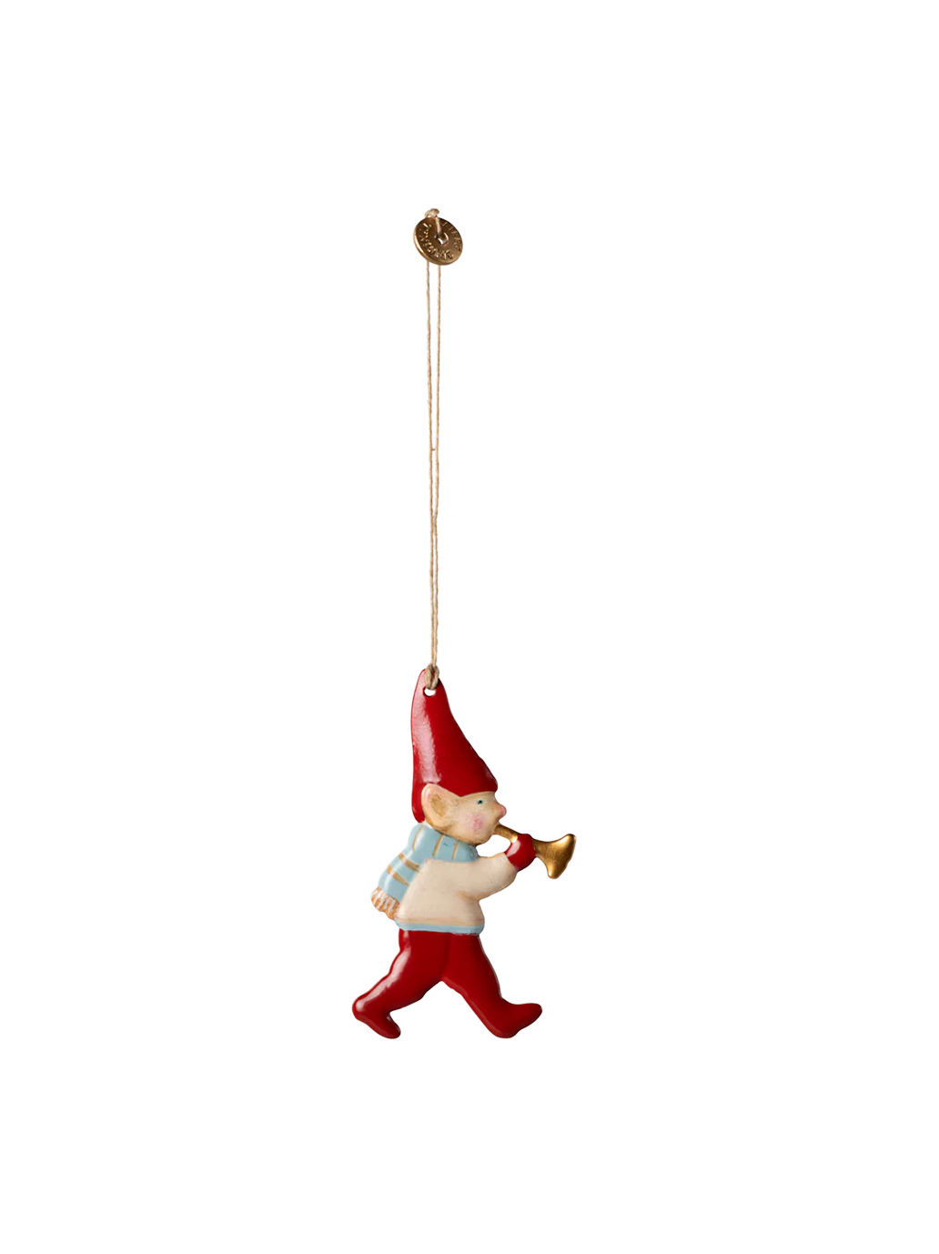 Metal christmas tree ornament PIXY WITH TRUMPET