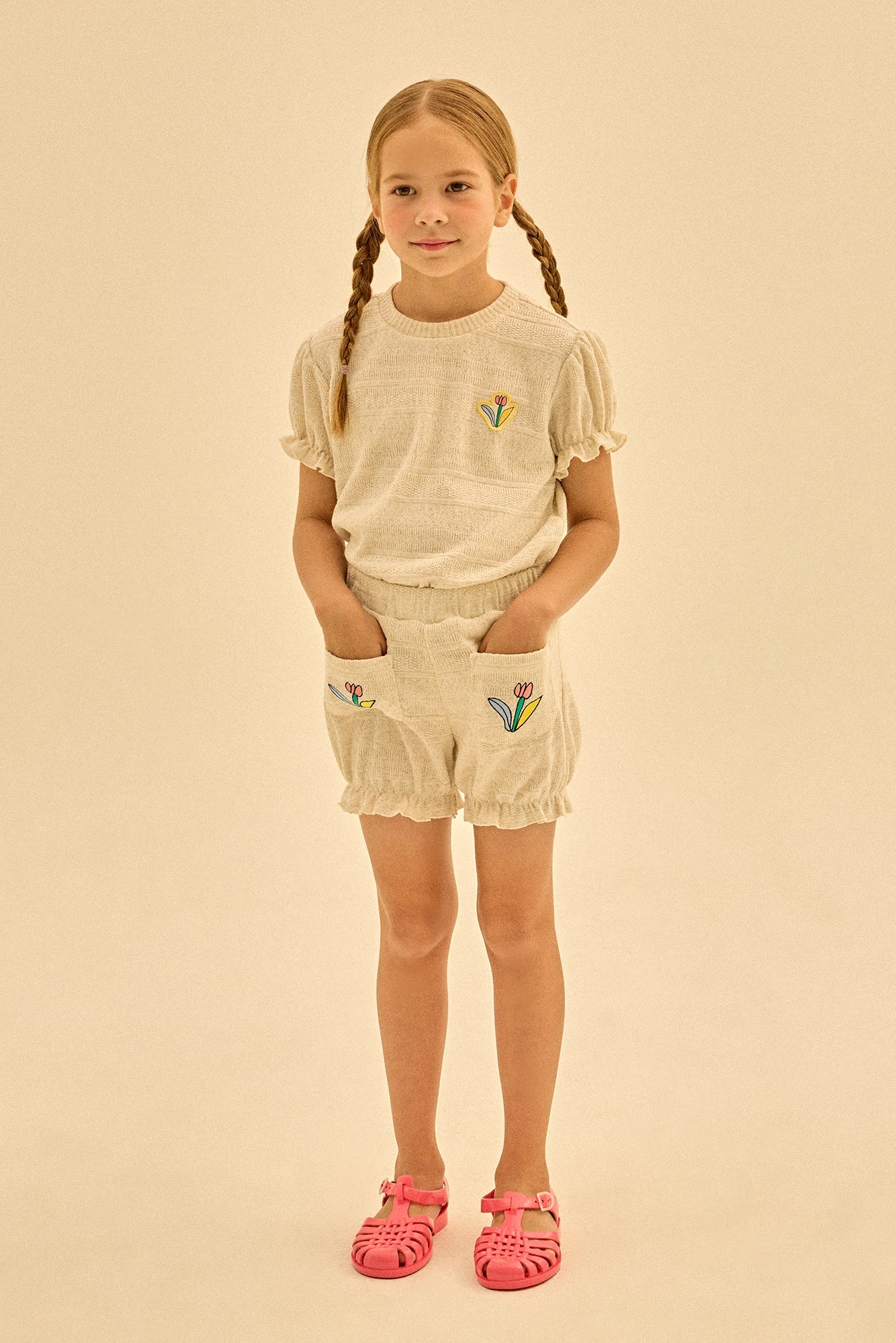 Spodenki Flower Knit Shorts Jelly Mallow BÉBÉ Concept 