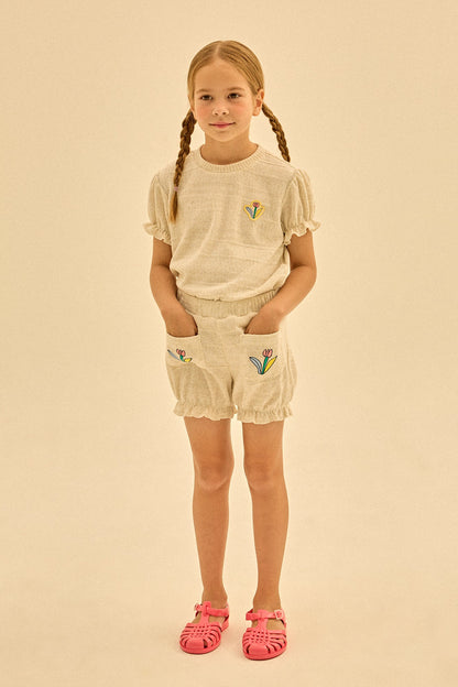 Spodenki Flower Knit Shorts Jelly Mallow BÉBÉ Concept 