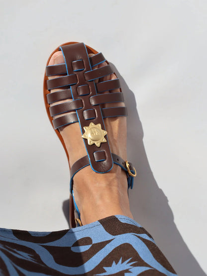 Fisherman Sandals DARK BROWN/BLUE TOUCH SUN