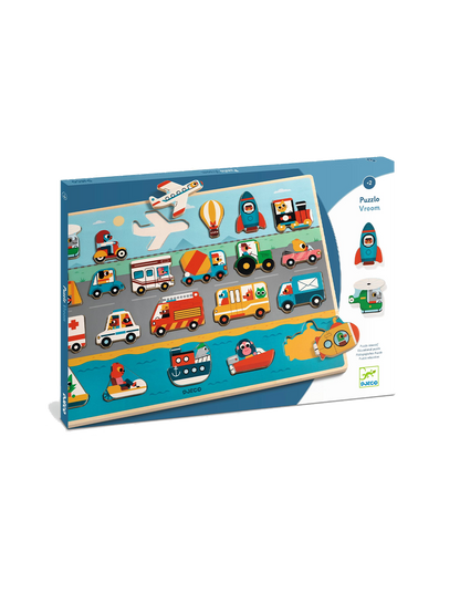 Drewniana układanka łamigłówka Vroom Djeco BÉBÉ Concept 