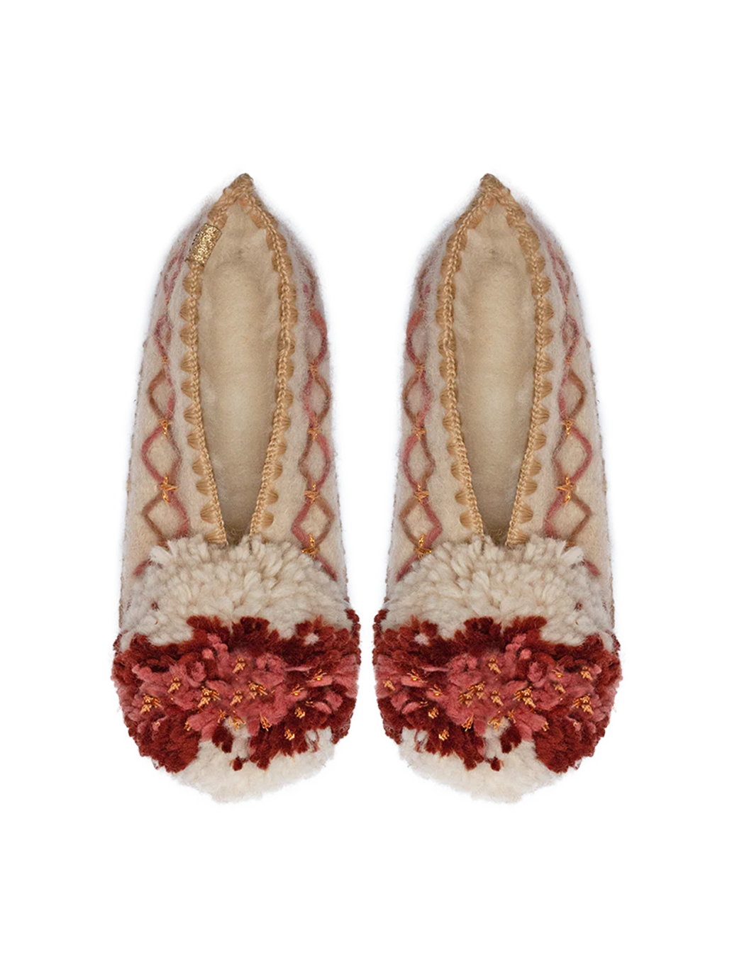 Ręcznie robione wełniane kapcie z pomponem GIVE A PON BÉBÉ Concept 