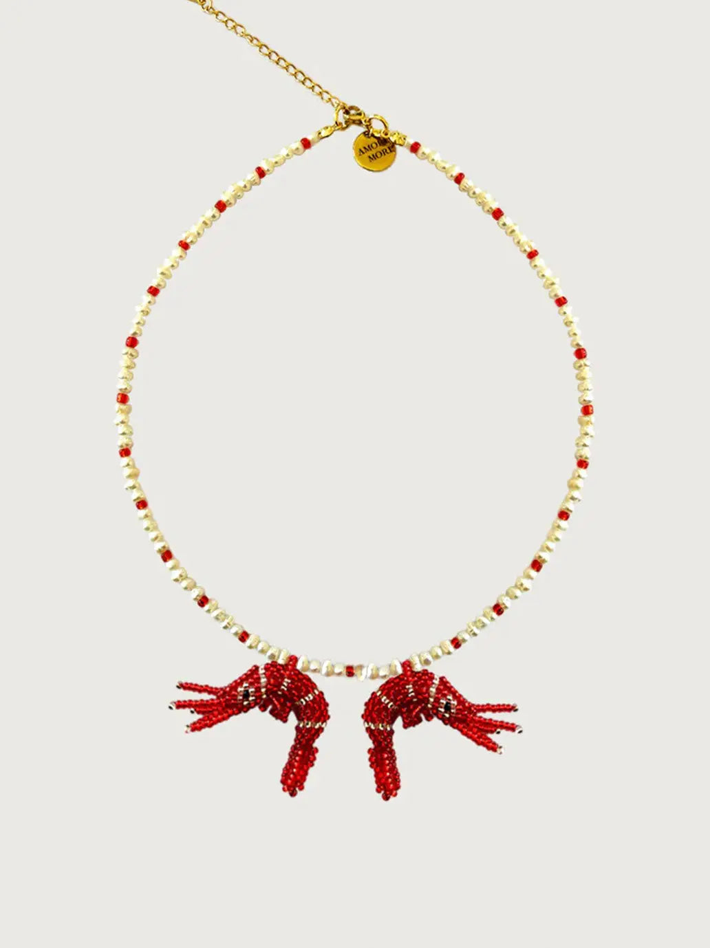 Naszyjnik Baby Prawn & pearls duo necklace Amori Mori BEBE Concept 