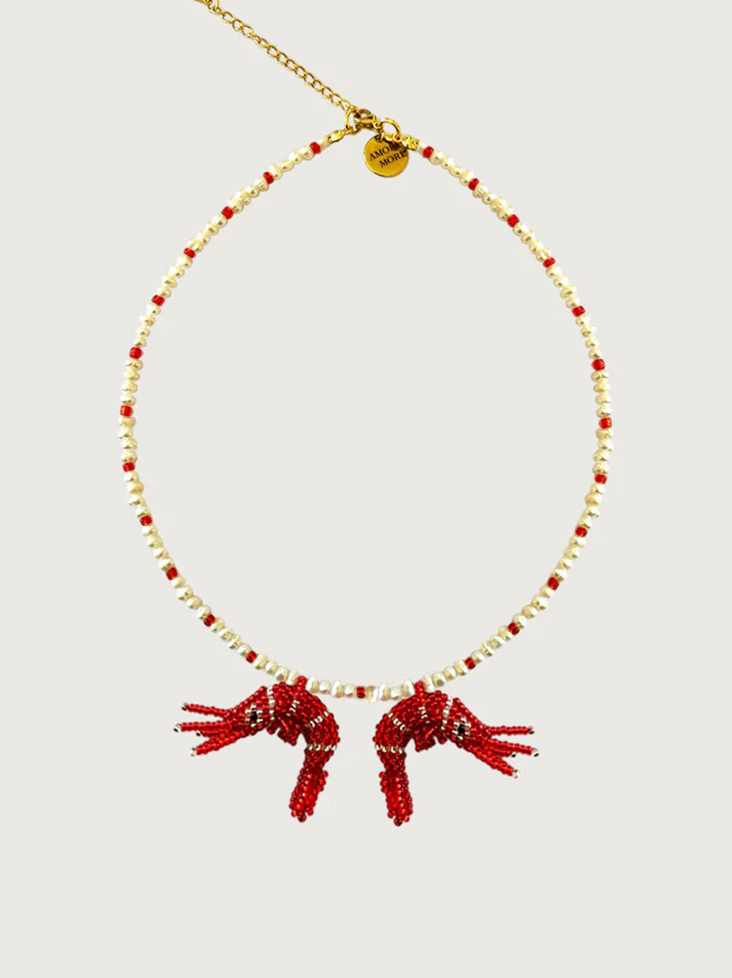 Naszyjnik Baby Prawn & pearls duo necklace Amori Mori BÉBÉ Concept 