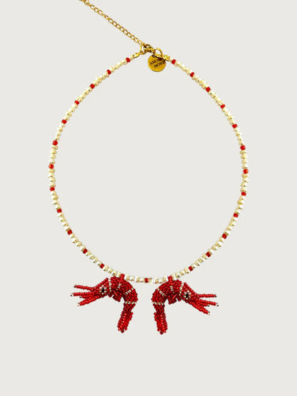 Naszyjnik Baby Prawn &amp; pearls duo necklace Amori Mori BÉBÉ Concept 