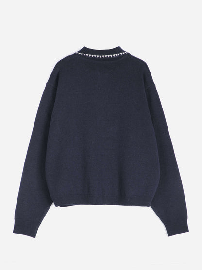 Vibrant Flower wool blend polo cardigan