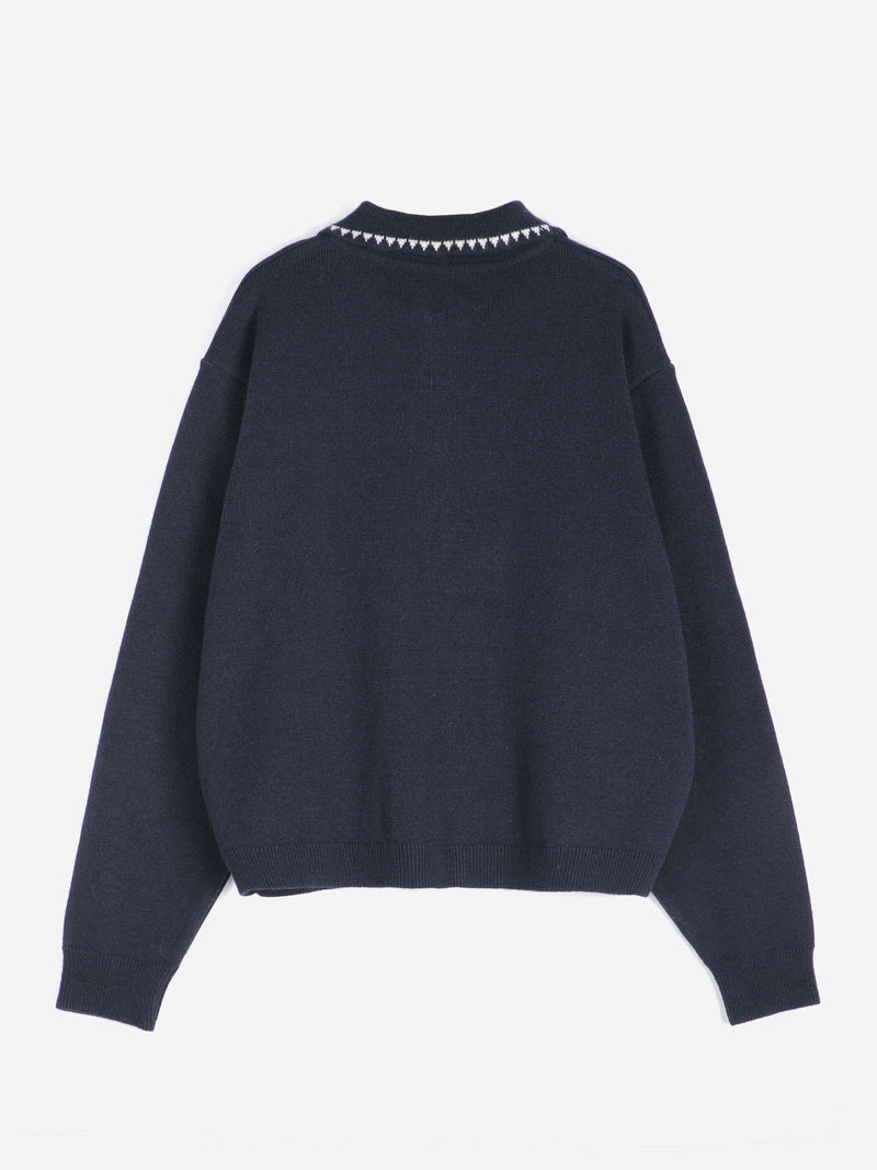 Vibrant Flower wool blend polo cardigan