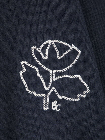 Vibrant Flower wool blend polo cardigan