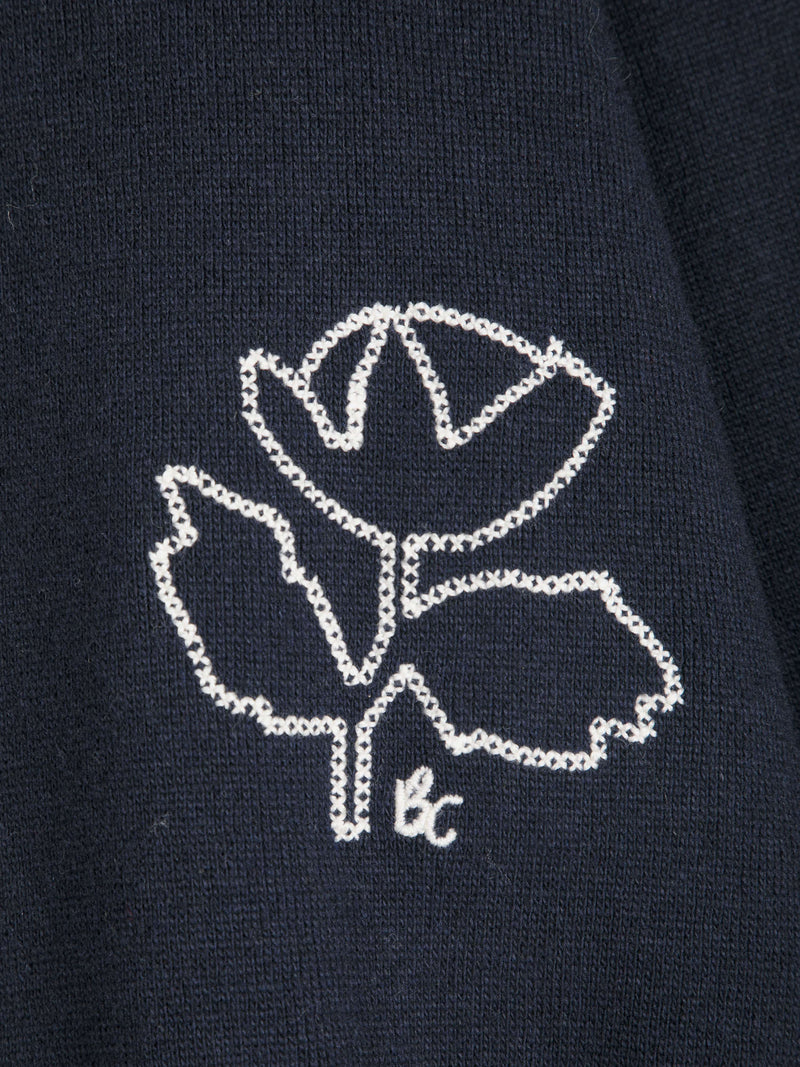 Vibrant Flower wool blend polo cardigan